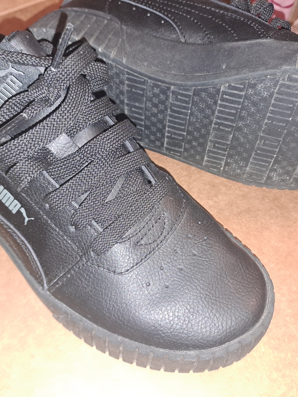Puma Women's Black Platform Leather Sneakers - Picture 2 of 6